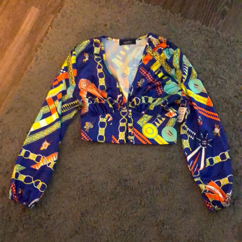 🎉FINAL PRICE🎉Colorful silk crop top size large